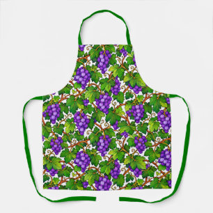 Purple Grapes and Green Vineyard Leaves Apron