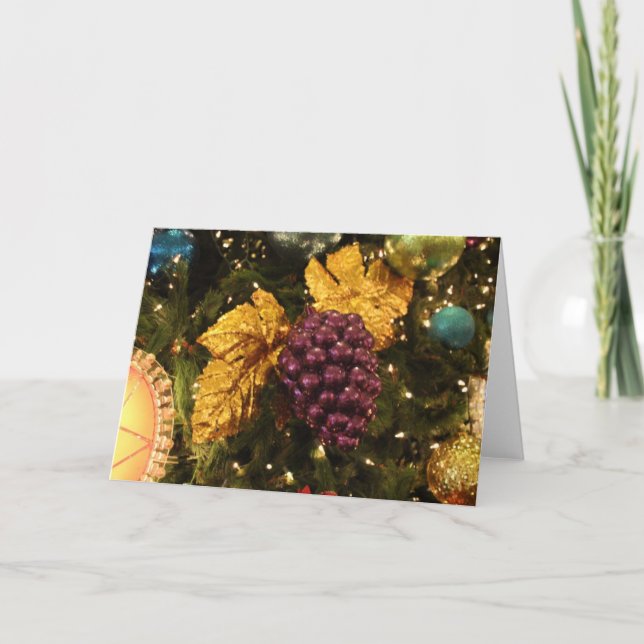 purple grapes christmas ornament greeting card (Front)