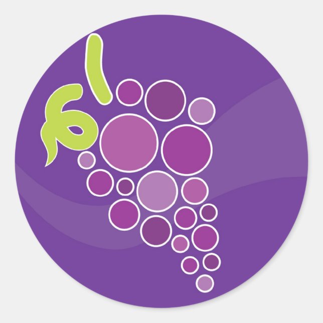 Purple Grapes Classic Round Sticker (Front)