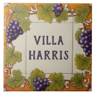Purple Grapes Custom House Name Plate Plaque Ceramic Tile