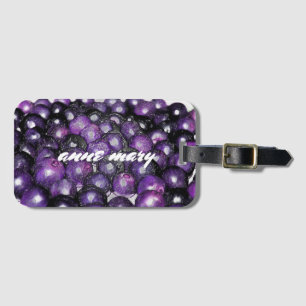 Purple Grapes Fruit Patterns Abstract Custom Name  Luggage Tag