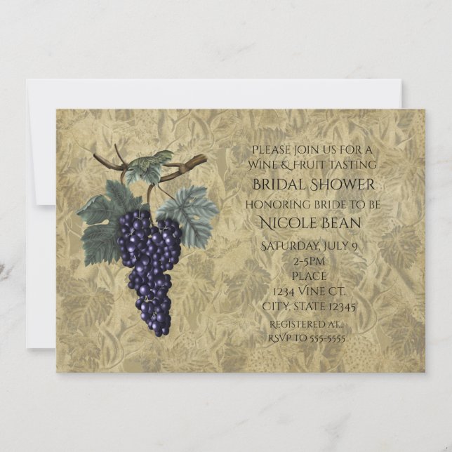 Purple Grapes Fruit Wine Tasting Party Invitation (Front)