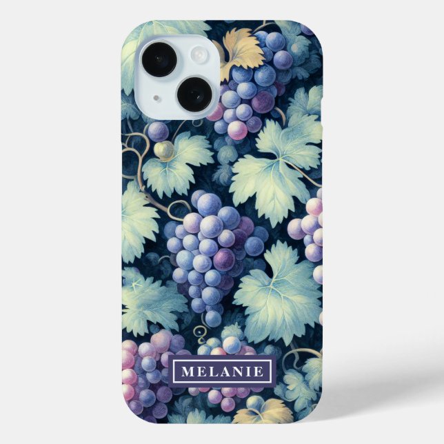 Purple Grapes Green Leaves Personalised Case-Mate iPhone Case (Back)