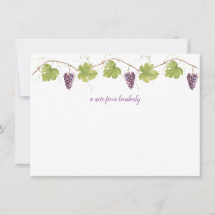 Purple Grapes, Leaves, and Grapevine Monogram Card