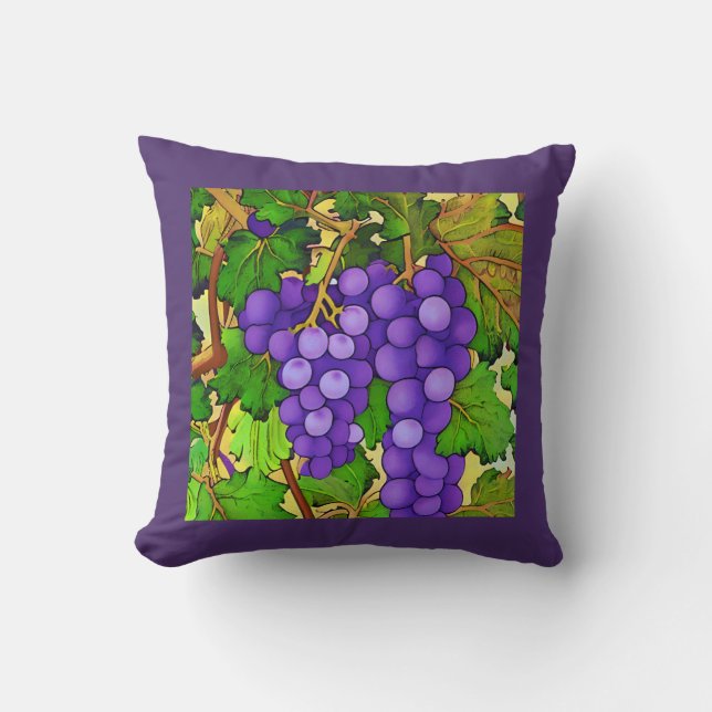 Purple Grapes on a Grapevine Cushion (Front)
