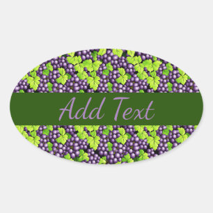 Purple Grapes on a Vine Oval Sticker