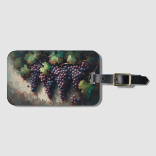 Purple Grapes on the Vine Oil Painting Luggage Tag