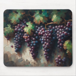 Purple Grapes on the Vine Oil Painting Mouse Pad