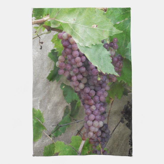 Purple Grapes on the Vine Tea Towel (Vertical)