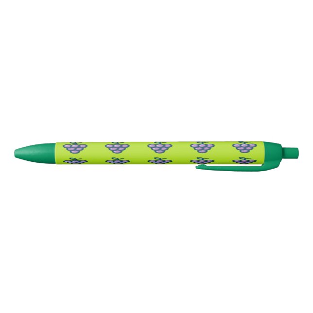 Purple grapes pattern on green black ink pen (Bottom)