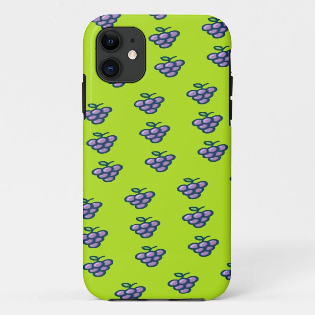 Purple grapes pattern on green Case-Mate iPhone case (Back)