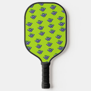 Purple grapes pattern on green pickleball paddle