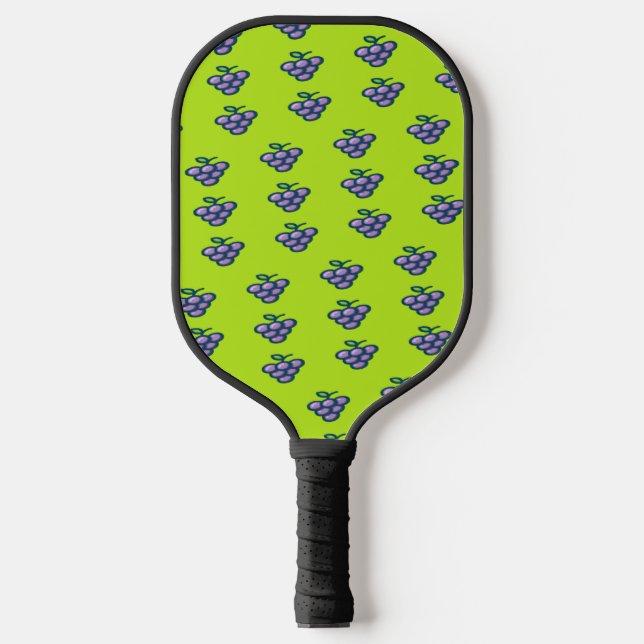 Purple grapes pattern on green pickleball paddle (Front)