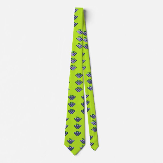 Purple grapes pattern on green tie (Front)