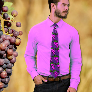 Purple grapes pattern tie
