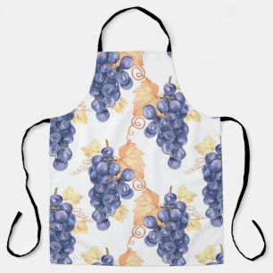 Purple grapes seamless pattern on white isolated b apron