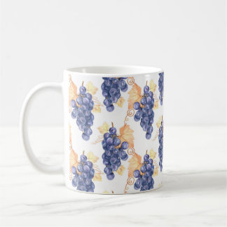 Purple grapes seamless pattern on white isolated b coffee mug
