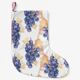 Purple grapes seamless pattern on white isolated b small christmas stocking