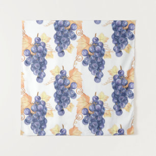 Purple grapes seamless pattern on white isolated b tapestry