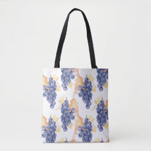 Purple grapes seamless pattern on white isolated b tote bag