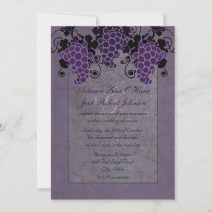Purple Grapes Vintage Wedding Reception Invitation