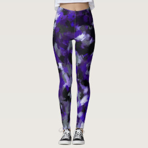 Purple, Gray, Black and Blue Abstract Leggings