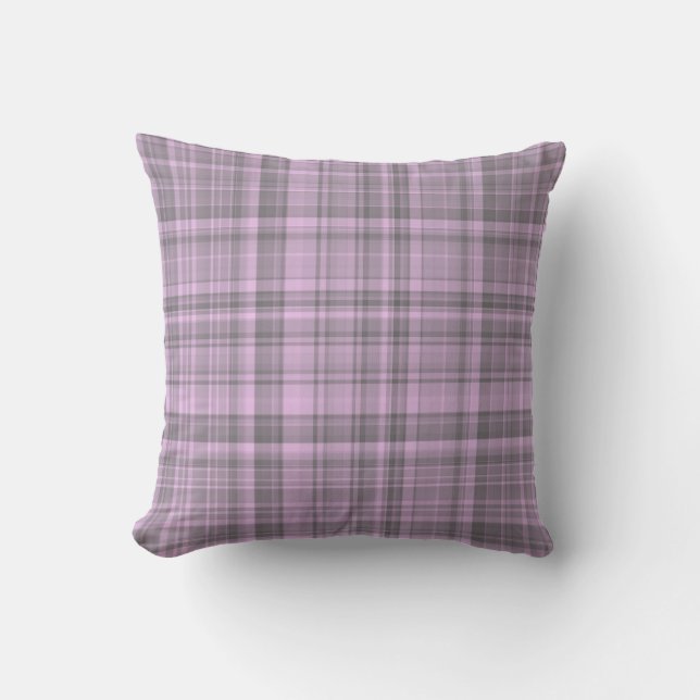 Purple Gray Plaid Pattern Cushion (Front)