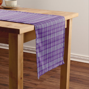 Purple Gray Plaid Tartan Table Runner