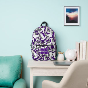 purple gray volleyball team colors custom printed backpack