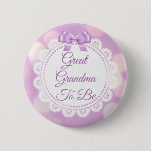 Purple Great Grandma to be Baby Shower 6 Cm Round Badge