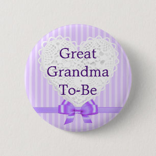 Purple Great Grandma to be Baby Shower Button