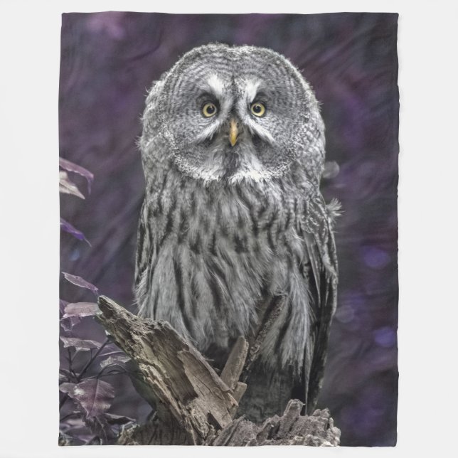 Purple Great Gray Owl Blanket (Front)
