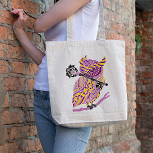 Purple Great Horned Owl Tote Bag