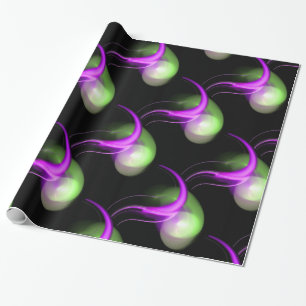 PURPLE GREEN ALIEN PEARLS WRAPPING PAPER