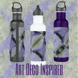 Purple Green and Black Art Deco Abstract 710 Ml Water Bottle