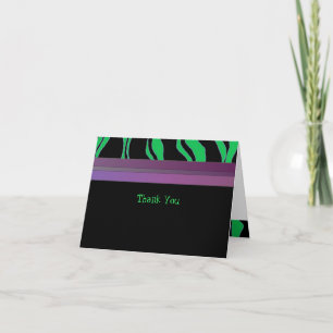 Purple, Green and Black Zebra Stripe Thank You Card