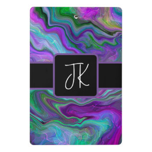 Purple, Green and Blue Fluid Art Abstract    Mini Clipboard