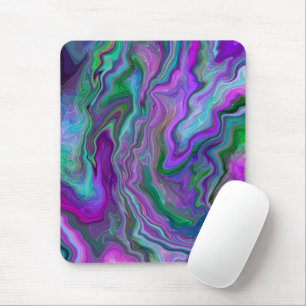 Purple, Green and Blue Fluid Art Abstract Mouse Pad