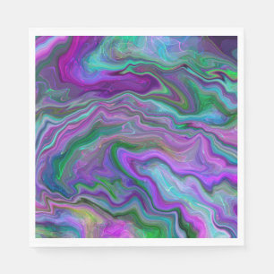 Purple, Green and Blue Fluid Art Marble    Napkin