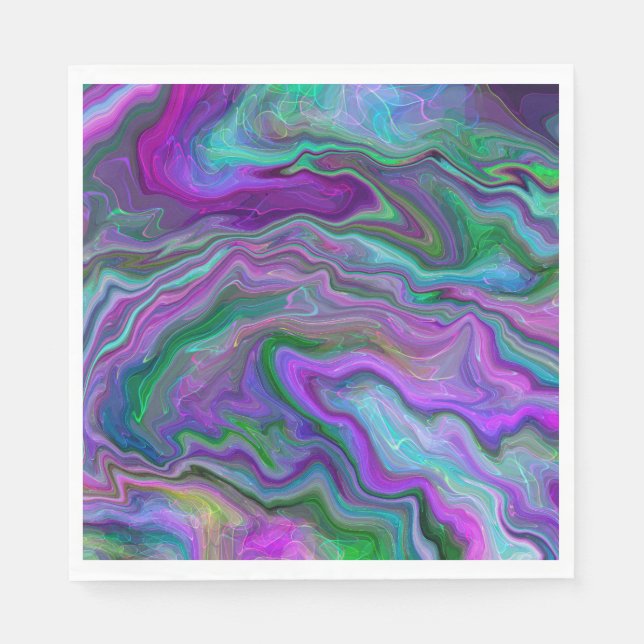 Purple, Green and Blue Fluid Art Marble    Napkin (Front)