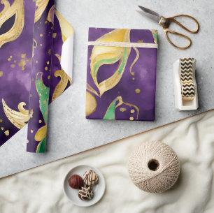 Purple, Green and Gold Mardi Gras Pattern Wrapping Paper