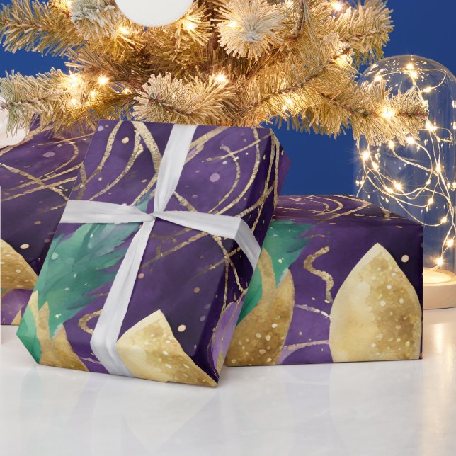 Purple, Green and Gold Mardi Gras Pattern Wrapping Paper (Holidays)