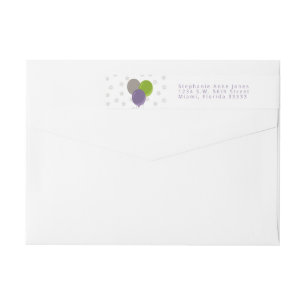 Purple Green and Grey Birthday Balloons Wrap Around Label