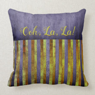 Purple, Green, and Rust French Inspired Stripes Cushion