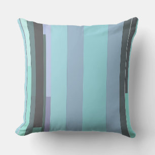 Purple, Green and Turquoise Abstract Stripes Cushion