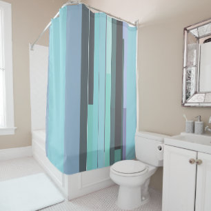 Purple, Green and Turquoise Abstract Stripes Shower Curtain