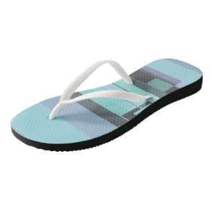 Purple, Green and Turquoise Abstract Stripes Thongs
