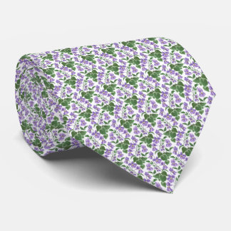 Purple, Green and White 'Sweet Violets' Pattern Tie