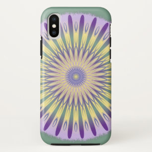 Purple Green and Yellow Mandala Design iPhone X Case