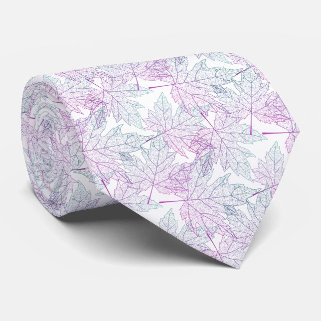 purple green autumn leaves tie (Rolled)